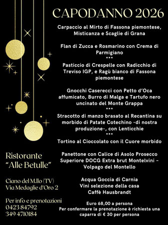 Capodanno a crocetta del montello ciano del montello ristorante alle betulle