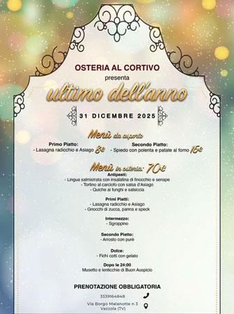 Capodanno a vazzola ostteria al cortivo