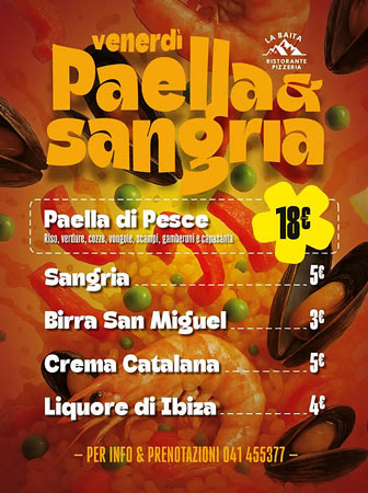 Mogliano Veneto Ristorante Pizzeria La Baita paella e sangria