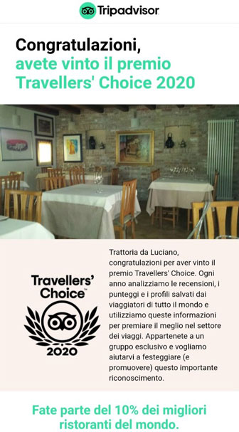 crocetta del montello trattoria da luciano PREMIO TRIPADVISOR 2020