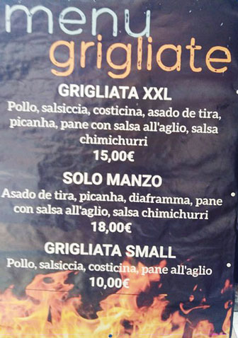 menù grigliate